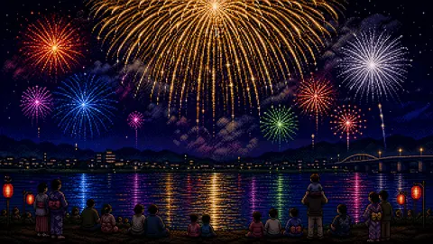 Japanese Riverside Fireworks Festival