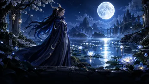 Horned Guardian by Moonlit Pond