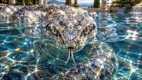 Jeweled Viper in Luxury Pool