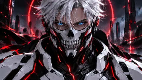 White-Haired Cyborg in Ruins