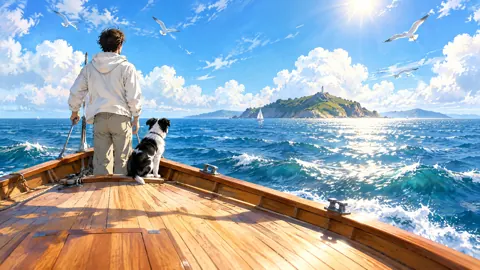 Sailor and Puppy at Sea