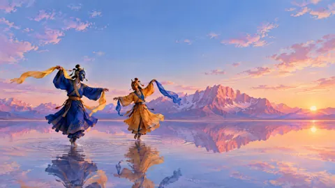 Masked Dancers on Salt Flat