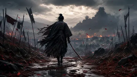 Ronin Walking to Japanese Castle
