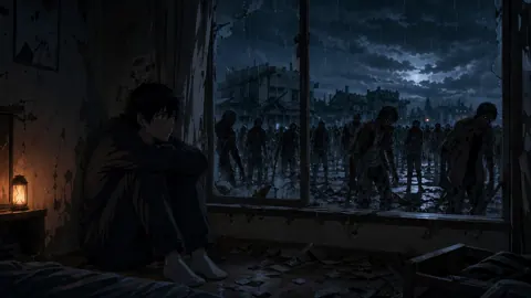 Anime Boy Watching Zombies
