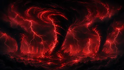 Three Tornadoes Red Lightning