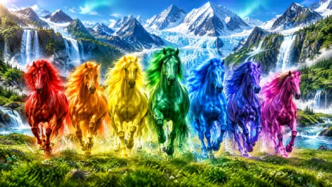 Rainbow Horses by Waterfalls