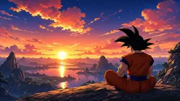 Goku's Radiant Vigil live wallpaper