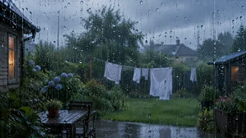 Rainy Window Backyard