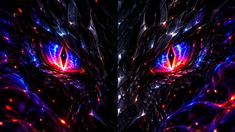 Black Dragon With Glowing Eyes