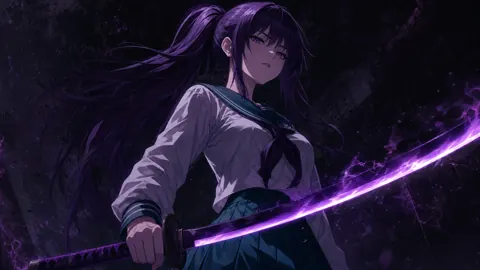 Schoolgirl With Purple Katana