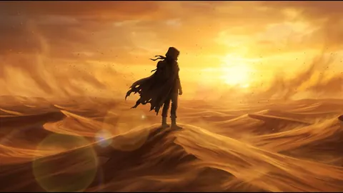 Hooded Wanderer on Desert Dune