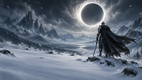 Faceless Knight Beneath Eclipse