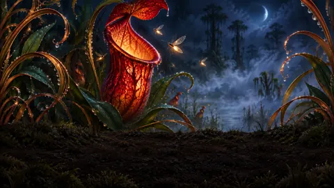 Luminous Crimson Pitcher Plant