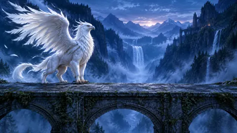 White Griffin on Stone Bridge