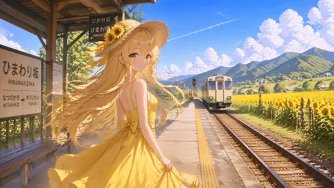 Anime Girl at Countryside Station