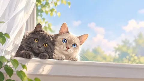 Two Kittens at Windowsill
