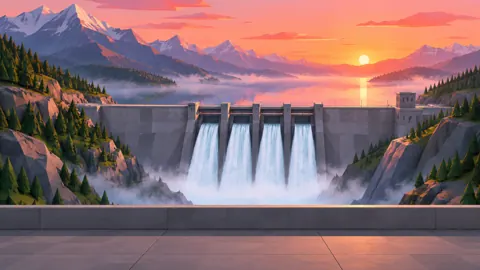 Hydroelectric Dam at Sunrise