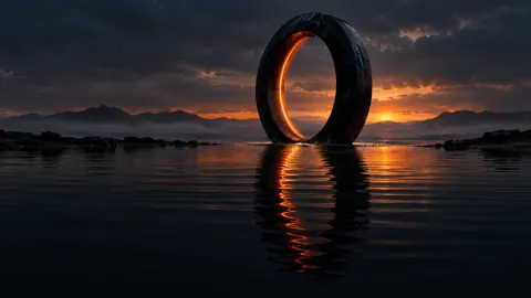 Glowing Obsidian Ring at Sunset