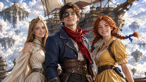 Three Sky Pirates by Airship