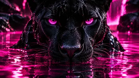 Black Panther in Neon Pool
