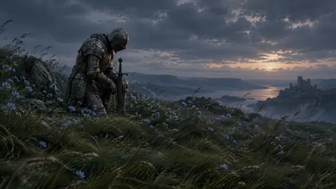 Kneeling Armor Above Castle Lake
