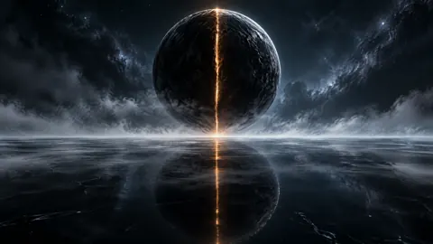 Dark Planet With Amber Fissure