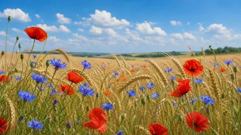 Summer Wheat Field With Poppies