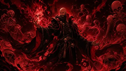 Necromancer With Flaming Skull