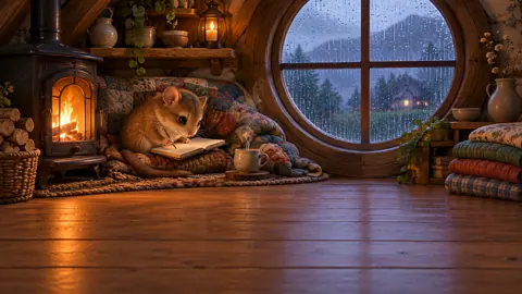 Dormouse Writing by Wood Stove