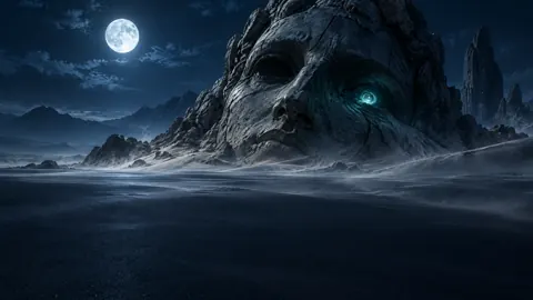 Stone Face Under Full Moon