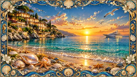 Mediterranean Sunset With Cliffside Villas