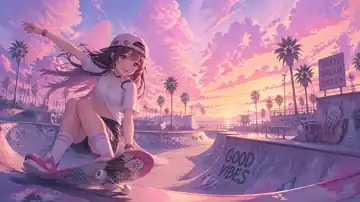 Pastel Sunset Skater live wallpaper
