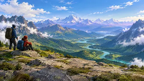 Mountaineers Above Turquoise Rivers