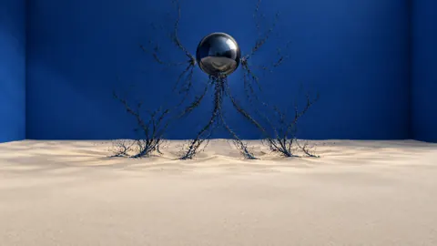Floating Metal Sphere on Sand