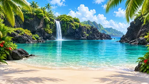 Tropical Lagoon Waterfall