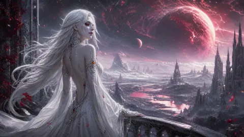 Albino Vampire in White Gown
