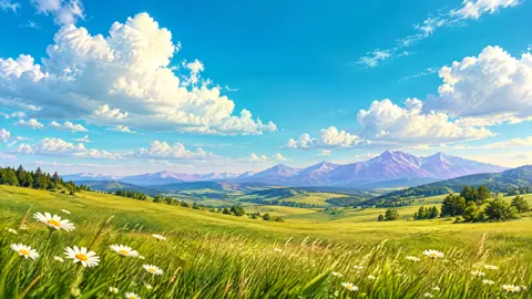 Daisy Meadow and Lavender Mountains
