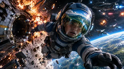 Astronaut Drifting From Explosion