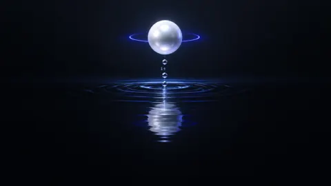 White Sphere Over Black Pool