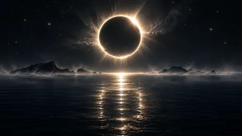 Solar Eclipse Over Ocean