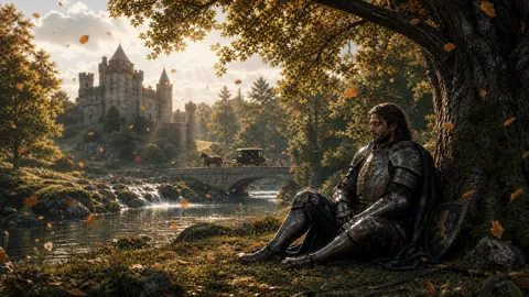 Armored Knight by Waterfall