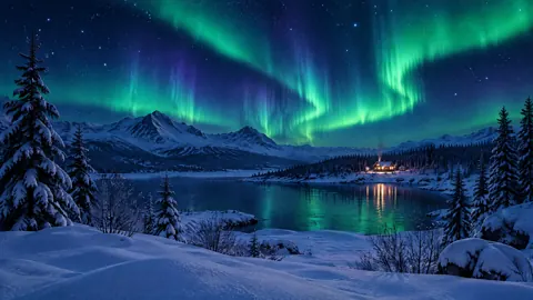 Aurora Over Mountain Cottage