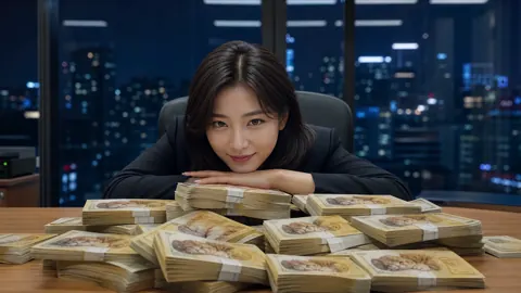 Korean Businesswoman With Won Bundles