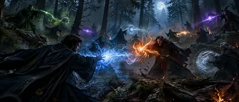 Wizards Casting Spells in Forest
