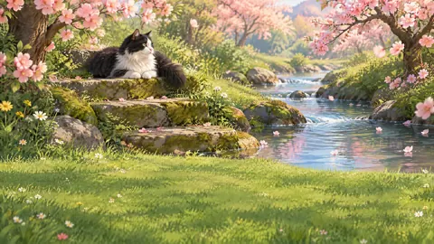 Black and White Cat by Creek