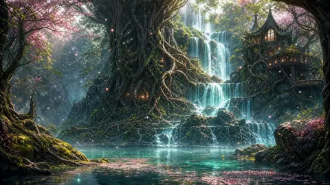 Elven Tree House Waterfalls