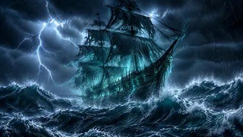 Ghost Ship in Lightning Storm