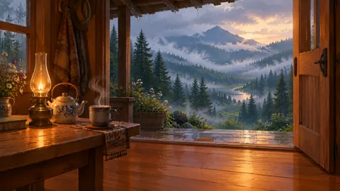 Lamp and Teapot in Cabin
