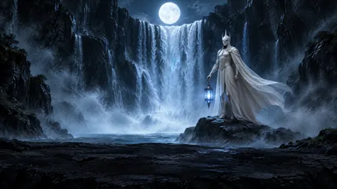 Ivory Guardian With Blue Lantern