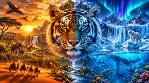 Giant Tiger Between Worlds